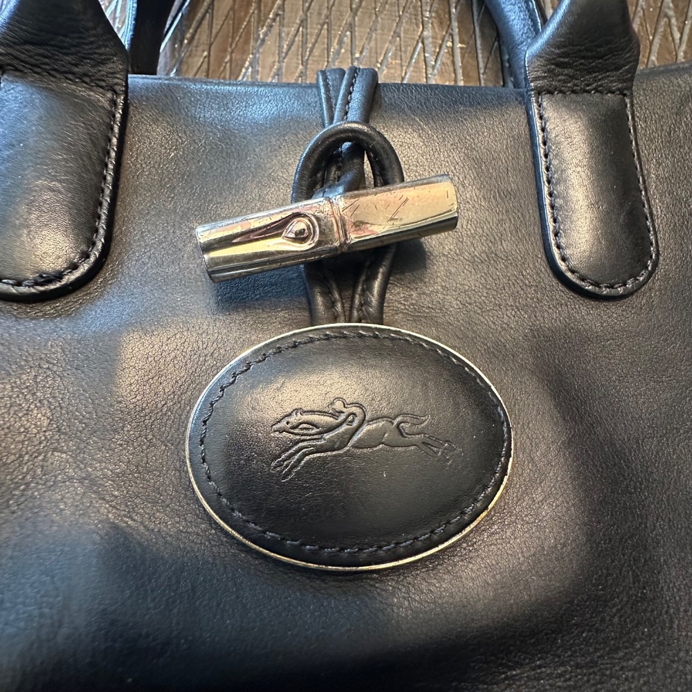 Longchamp Le Roseau black leather shoulder bag